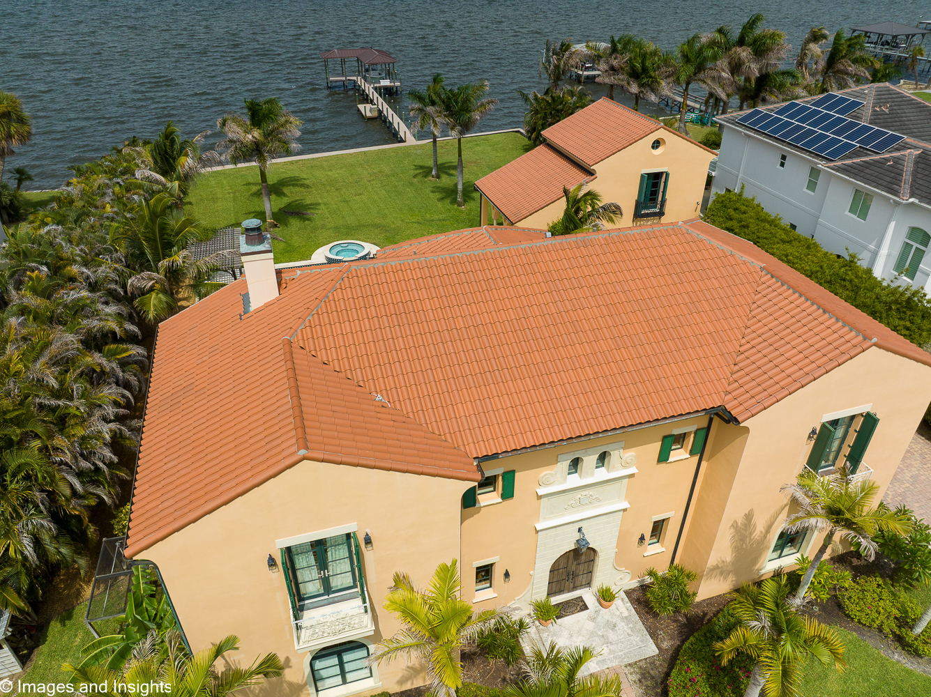 Real estate drone photography Brevard County — aerial view of large waterfront home